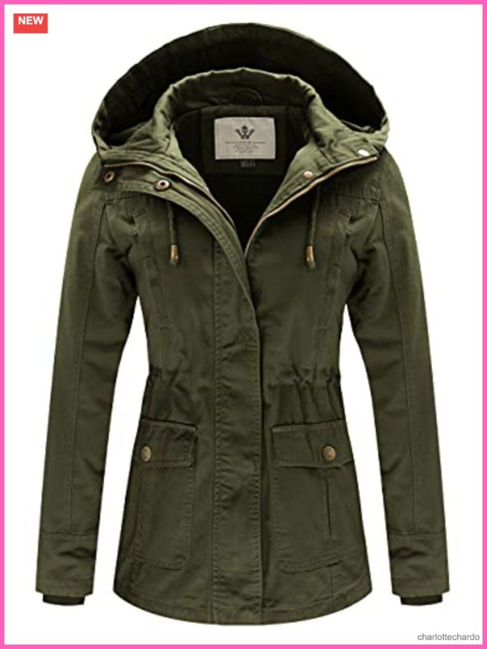 Cotton Military Anorak Jacket with Removable Hood, Lightweight, Slim Fit